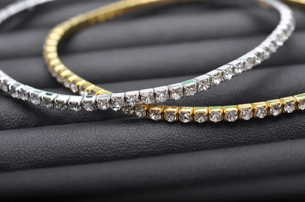 Women Sexy Clear Shining Crystal Rhinestone Gold/Silver Color Anklet Chain Ankle Bracelets Foot Wedding Jewelry